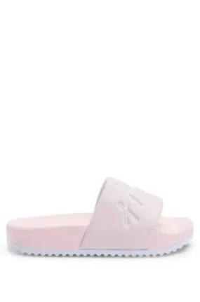 Kids' lightweight slides with handwritten-logo strap