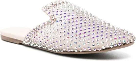 Le Silla crystal-embellished flat mules Neutrals