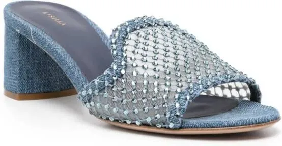 Le Silla Gilda 65mm crystal-embellished mules Blue