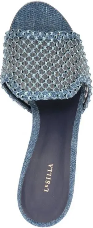 Le Silla Gilda 65mm crystal-embellished mules Blue