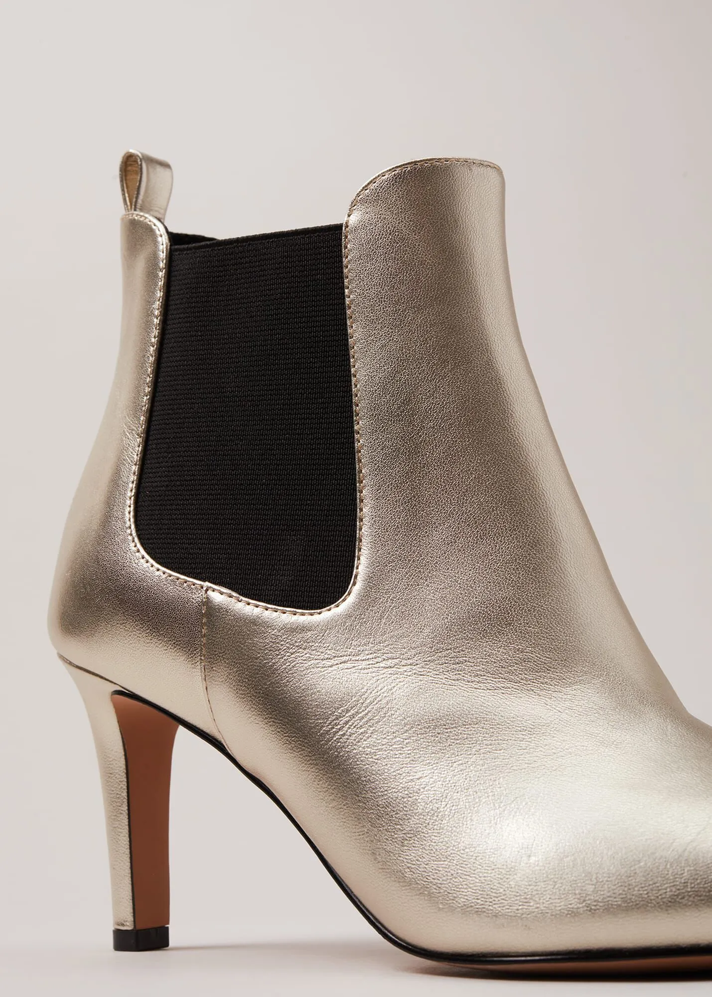 Leather Metallic Ankle Boots