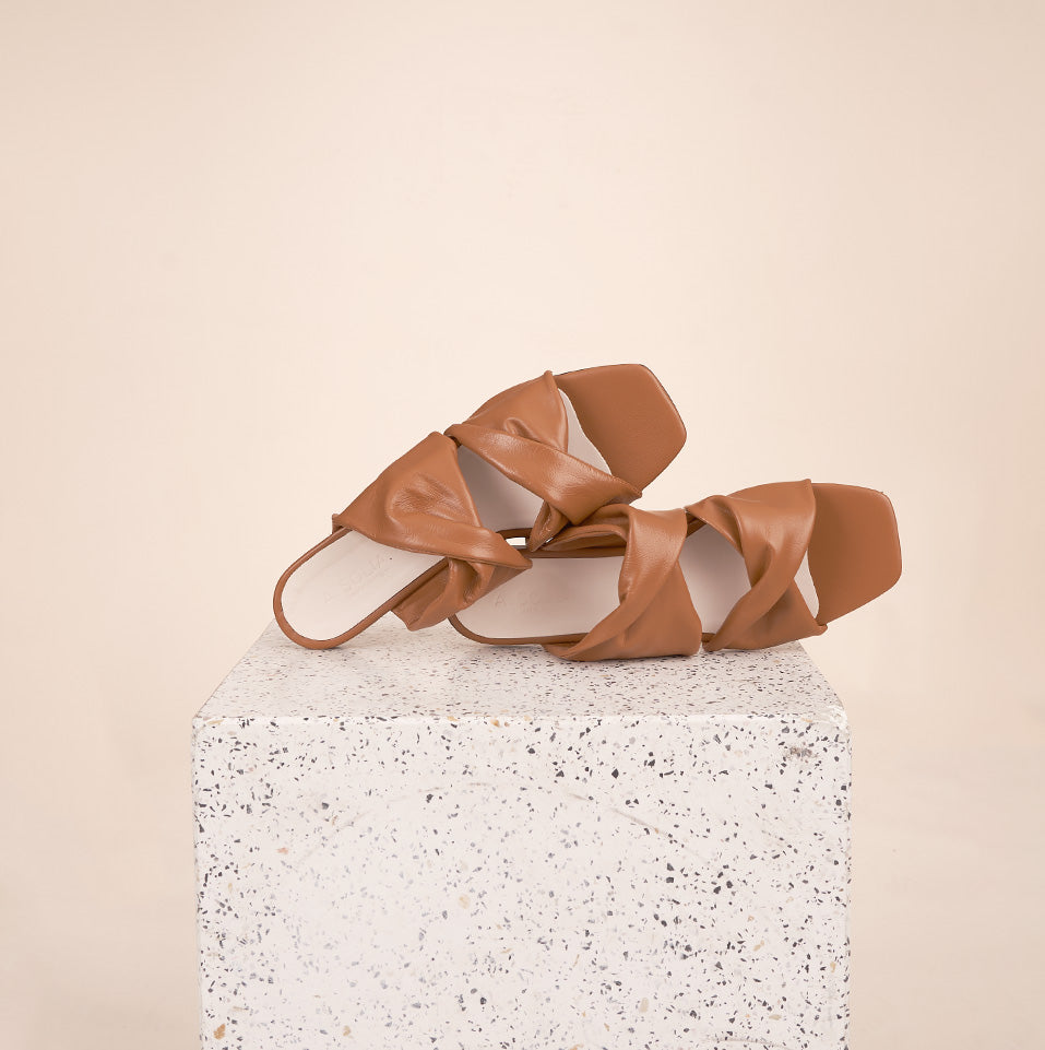 Lido - Caramel Nappa Sandals SAMPLE SALE - FINAL SALE