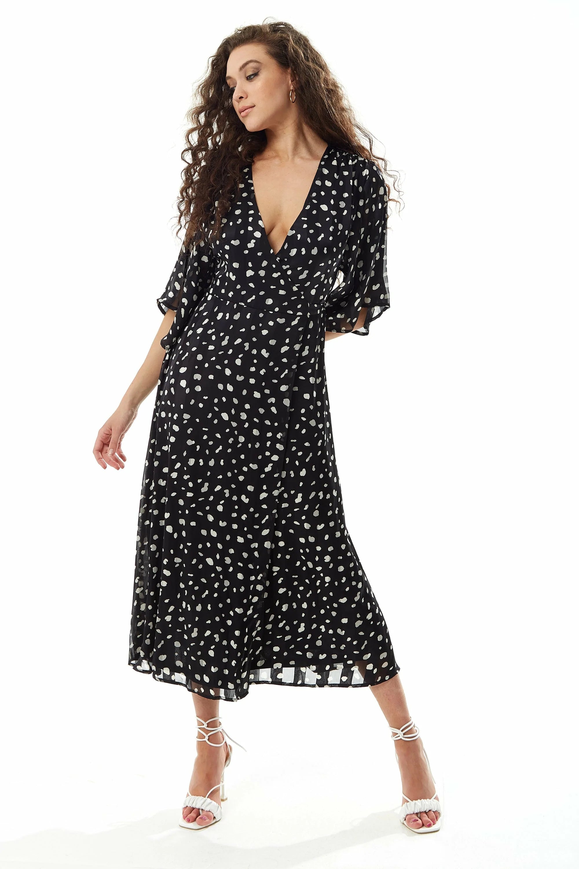 Liquorish Animal Print Midi Wrap Dress