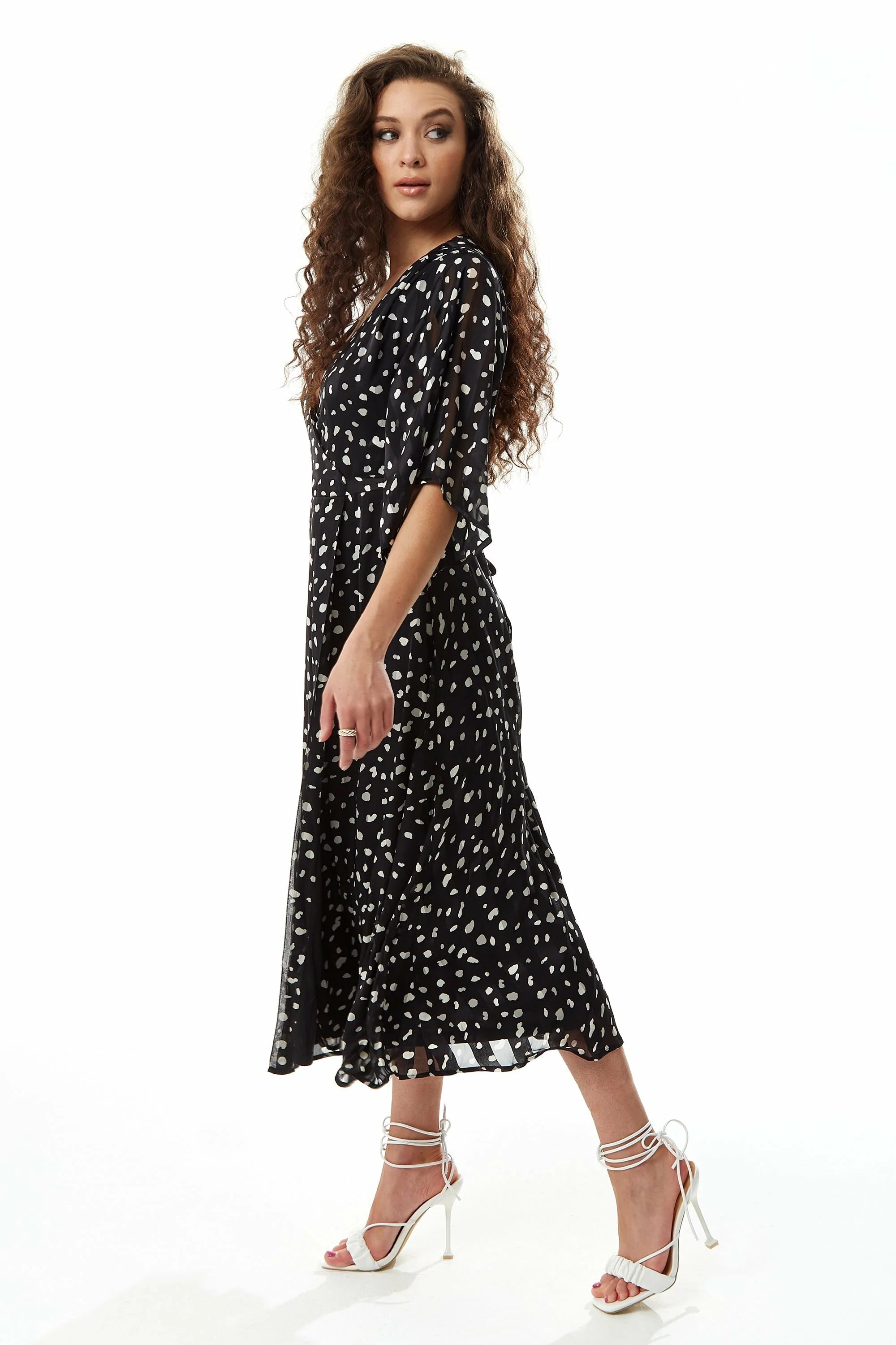 Liquorish Animal Print Midi Wrap Dress