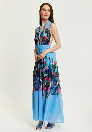 Liquorish Floral Print Deep V Neck Multiway Maxi Dress