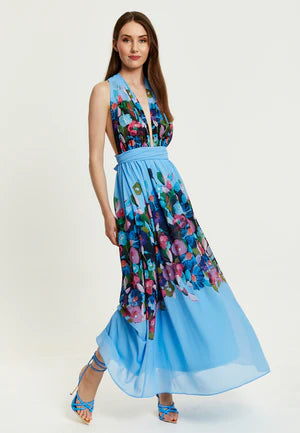 Liquorish Floral Print Deep V Neck Multiway Maxi Dress