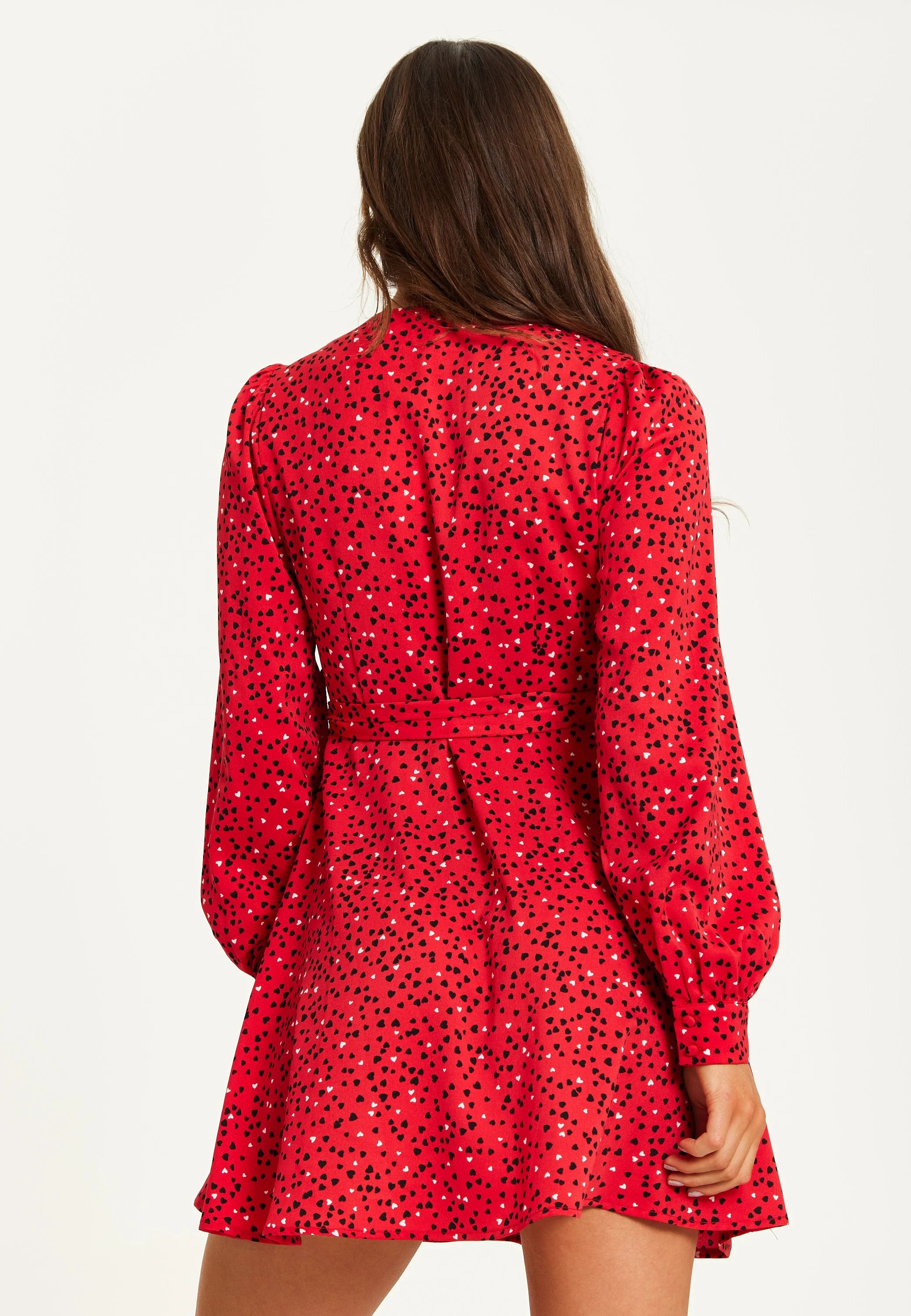 Liquorish Heart Print Mini Wrap Dress