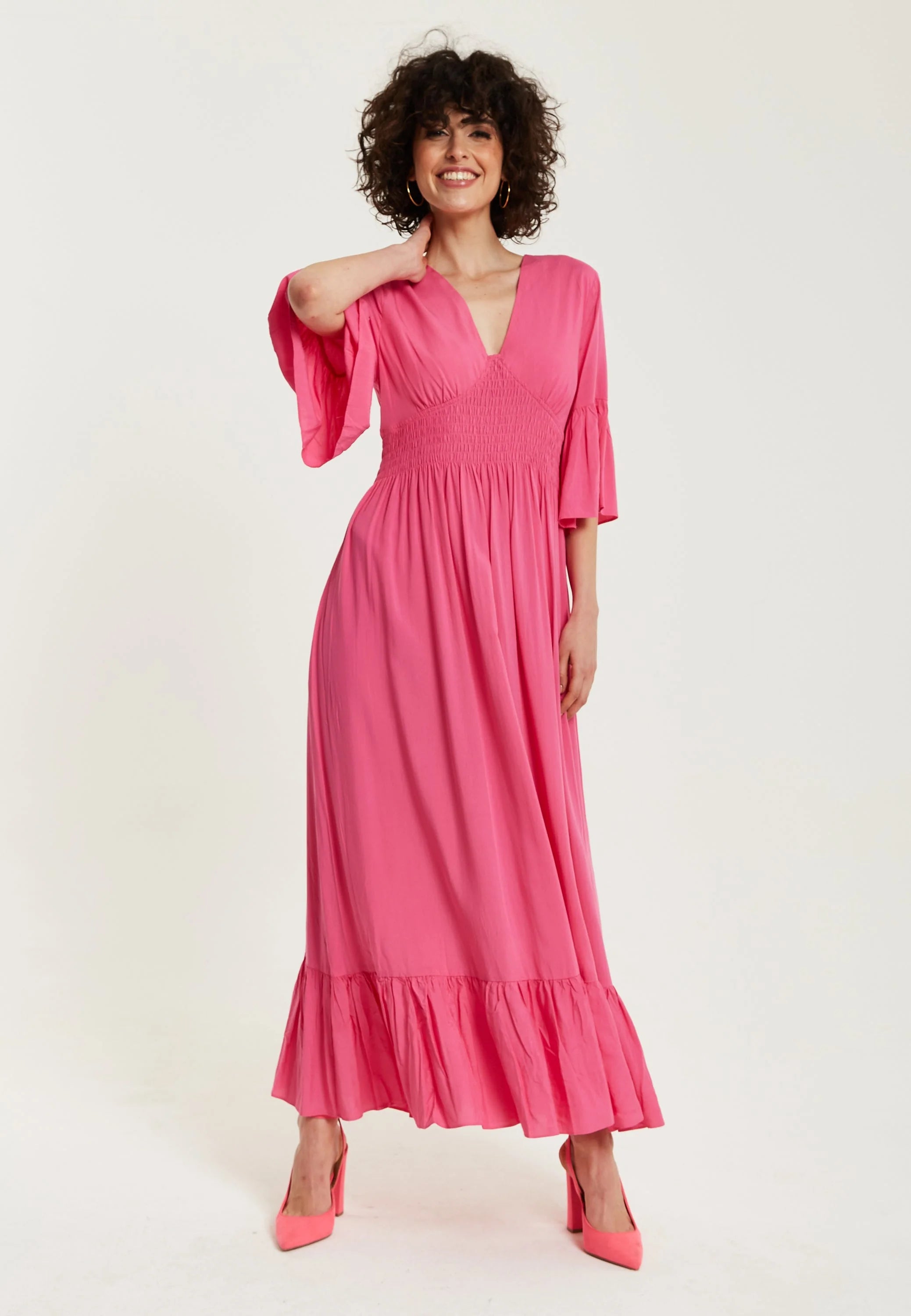 Liquorish Maxi Dress With Frill Sleeves