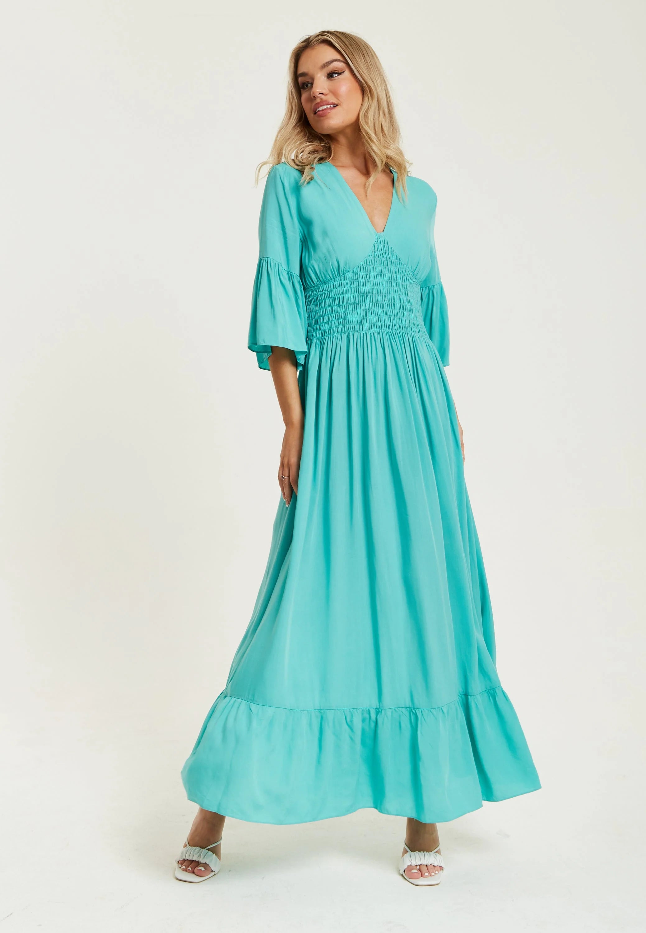 Liquorish Maxi Dress With Frill Sleeves