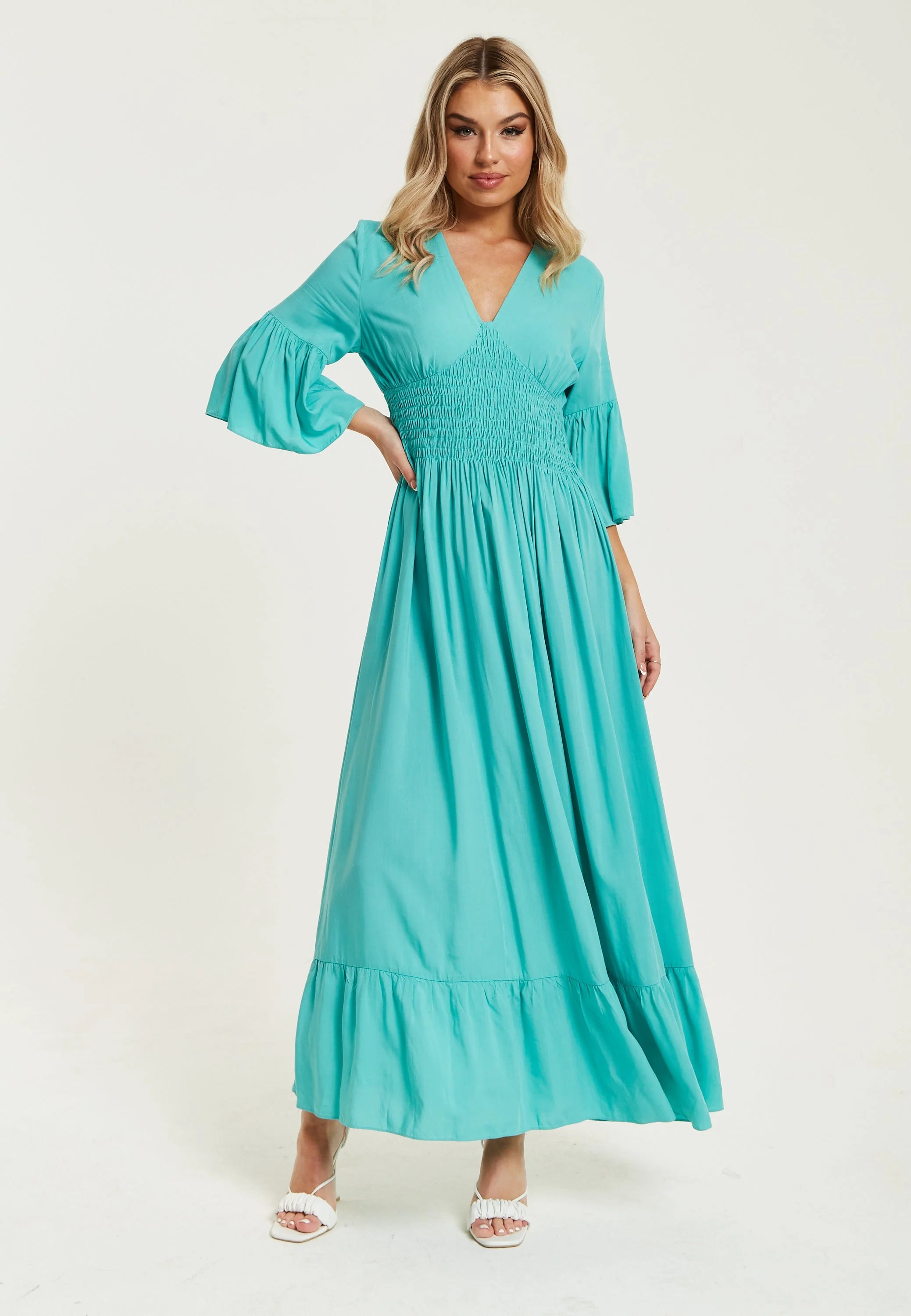 Liquorish Maxi Dress With Frill Sleeves