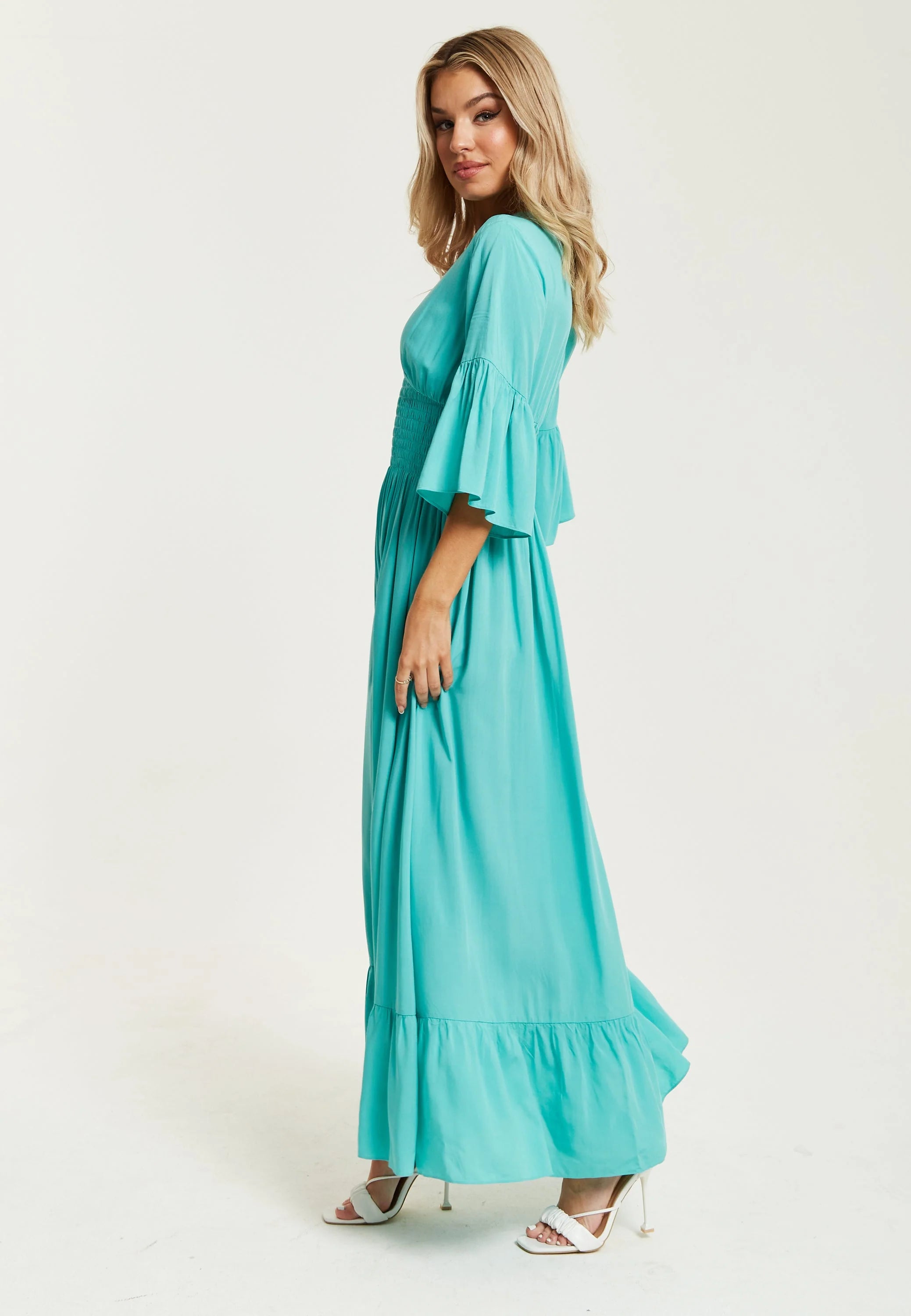 Liquorish Maxi Dress With Frill Sleeves