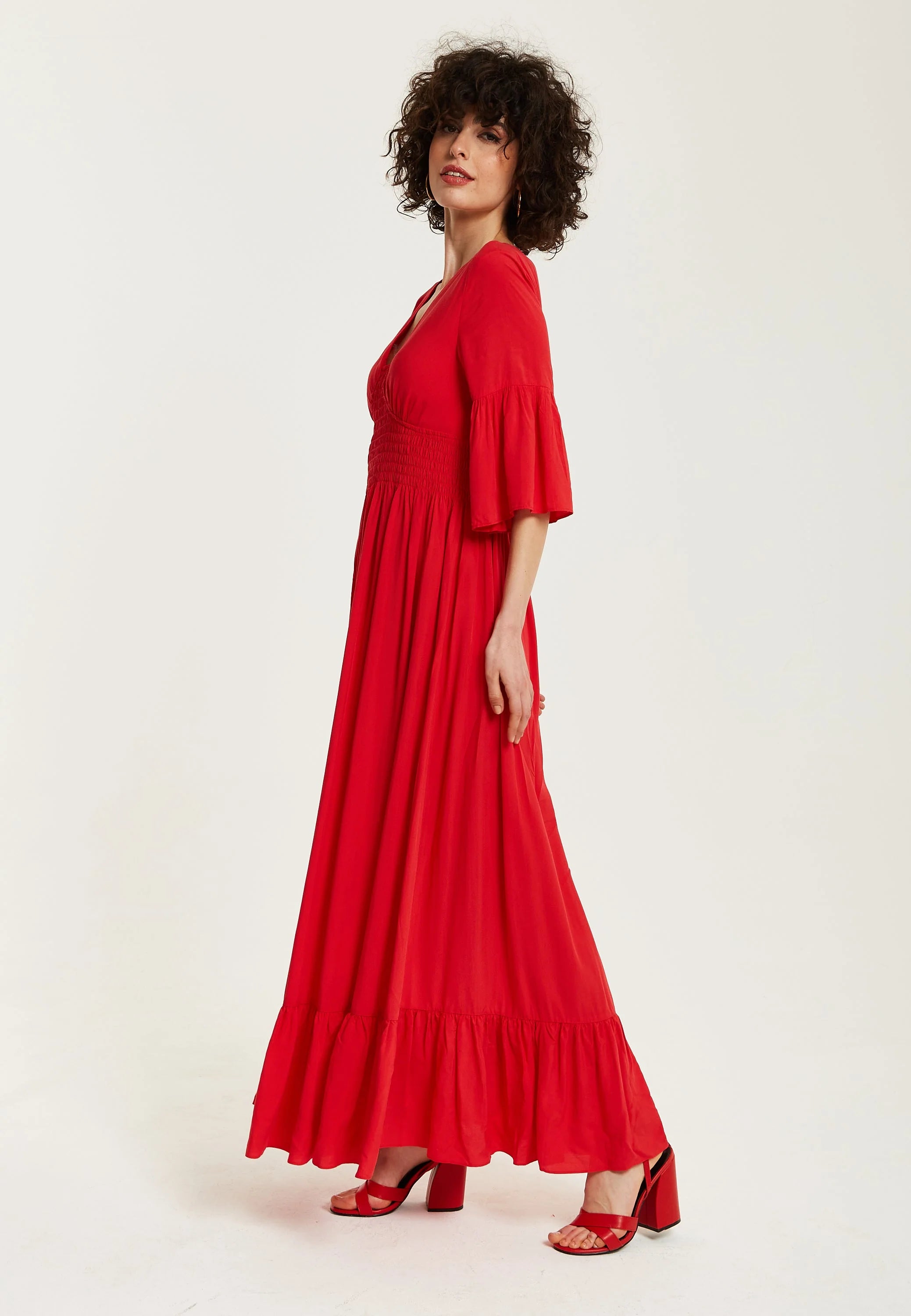 Liquorish Maxi Dress With Frill Sleeves