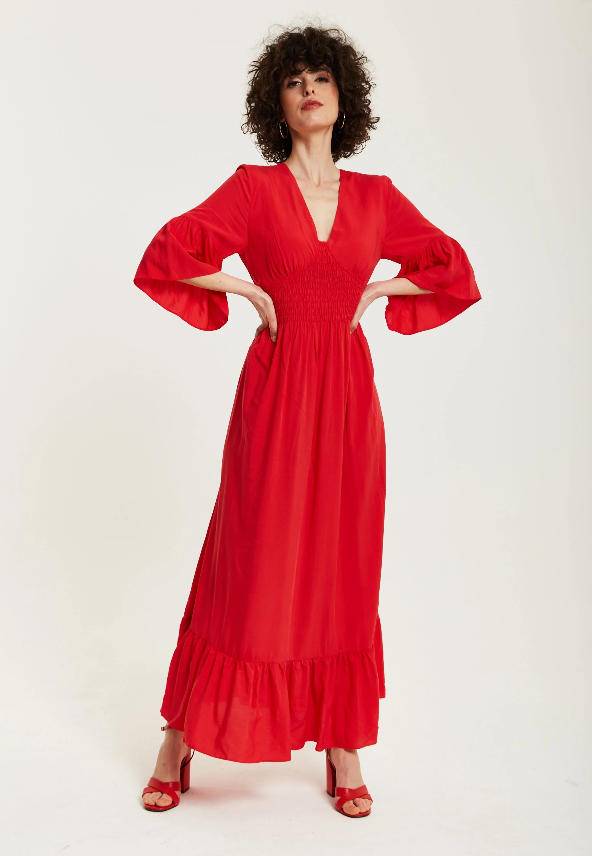 Liquorish Maxi Dress With Frill Sleeves