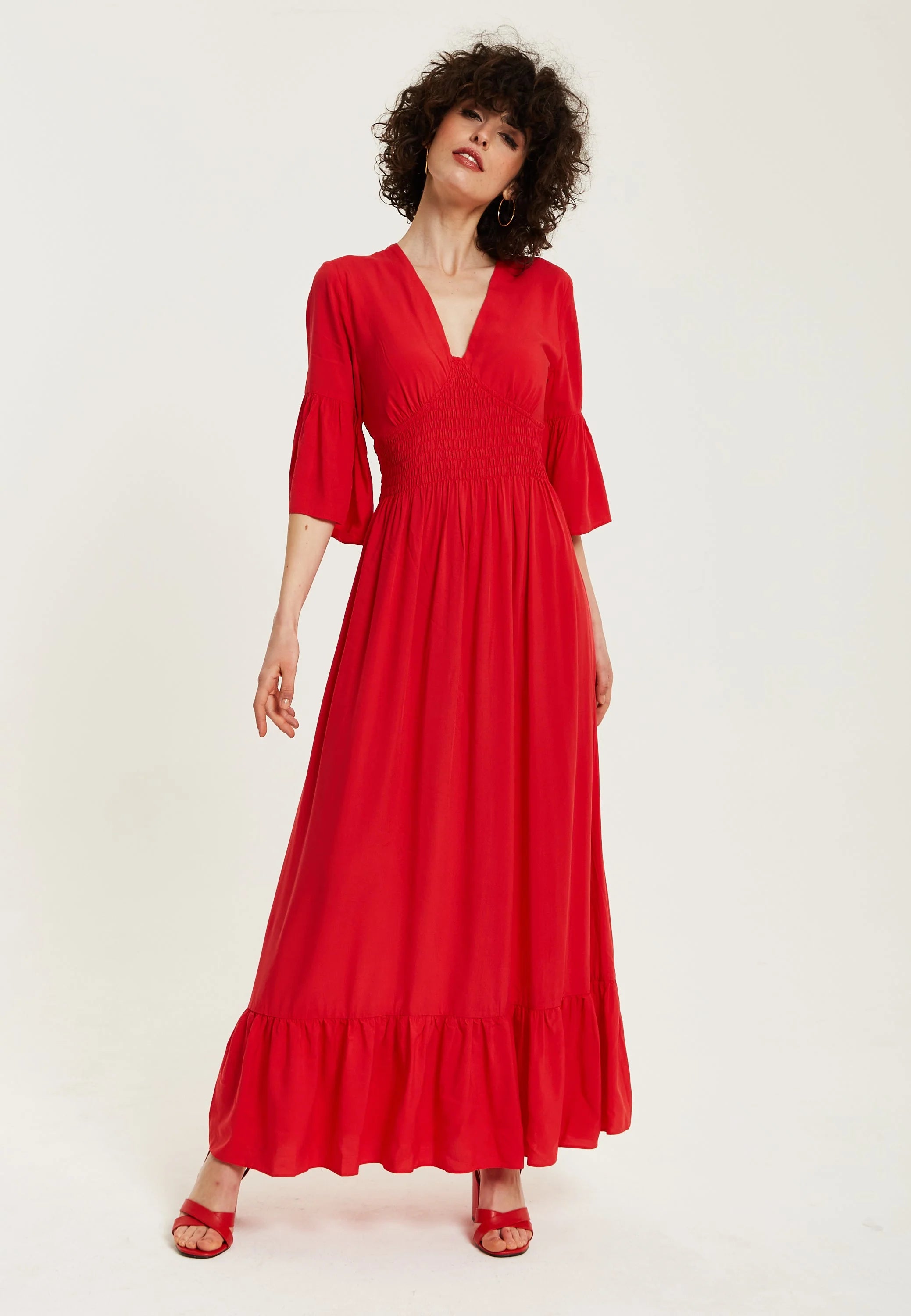 Liquorish Maxi Dress With Frill Sleeves