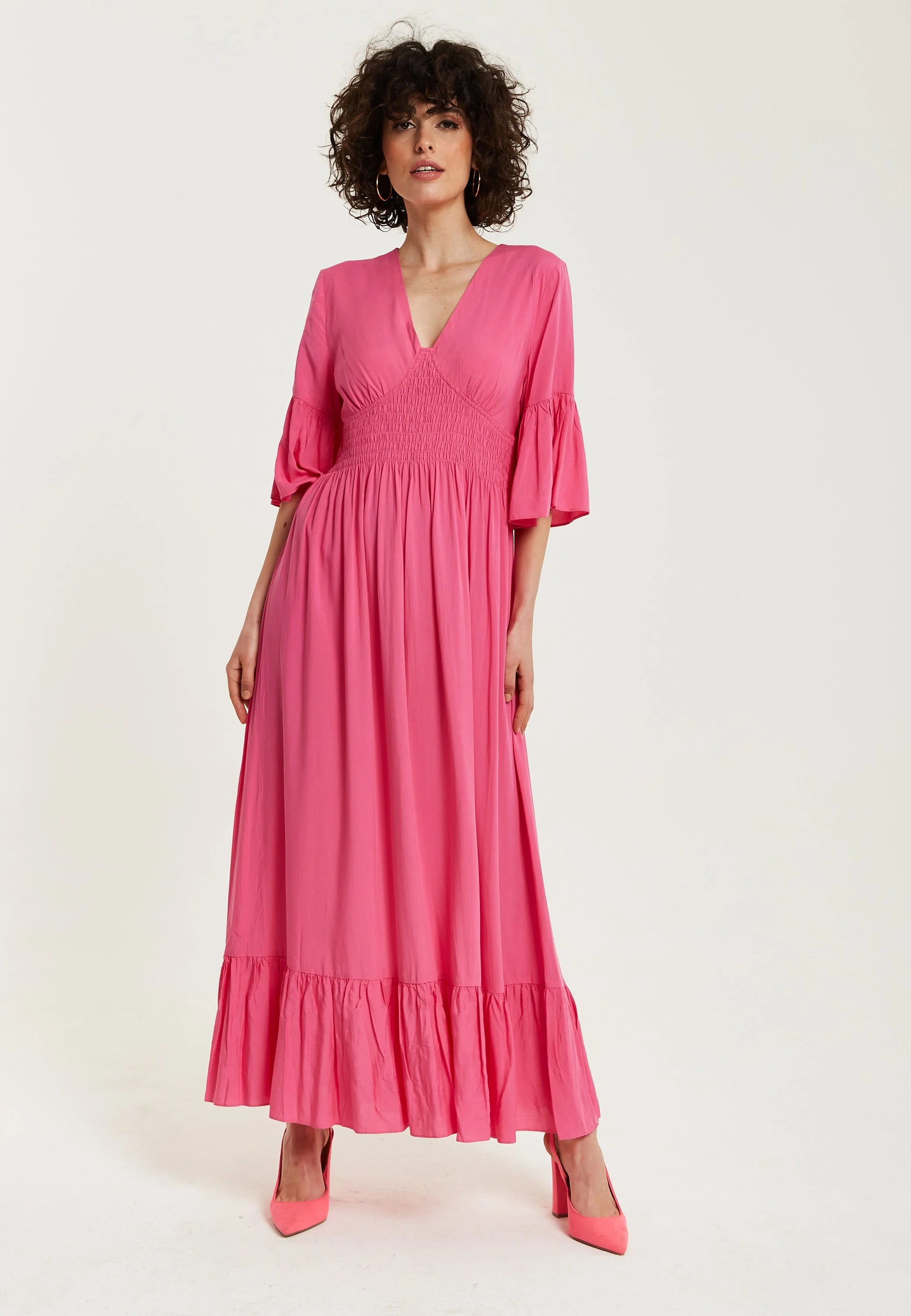 Liquorish Maxi Dress With Frill Sleeves