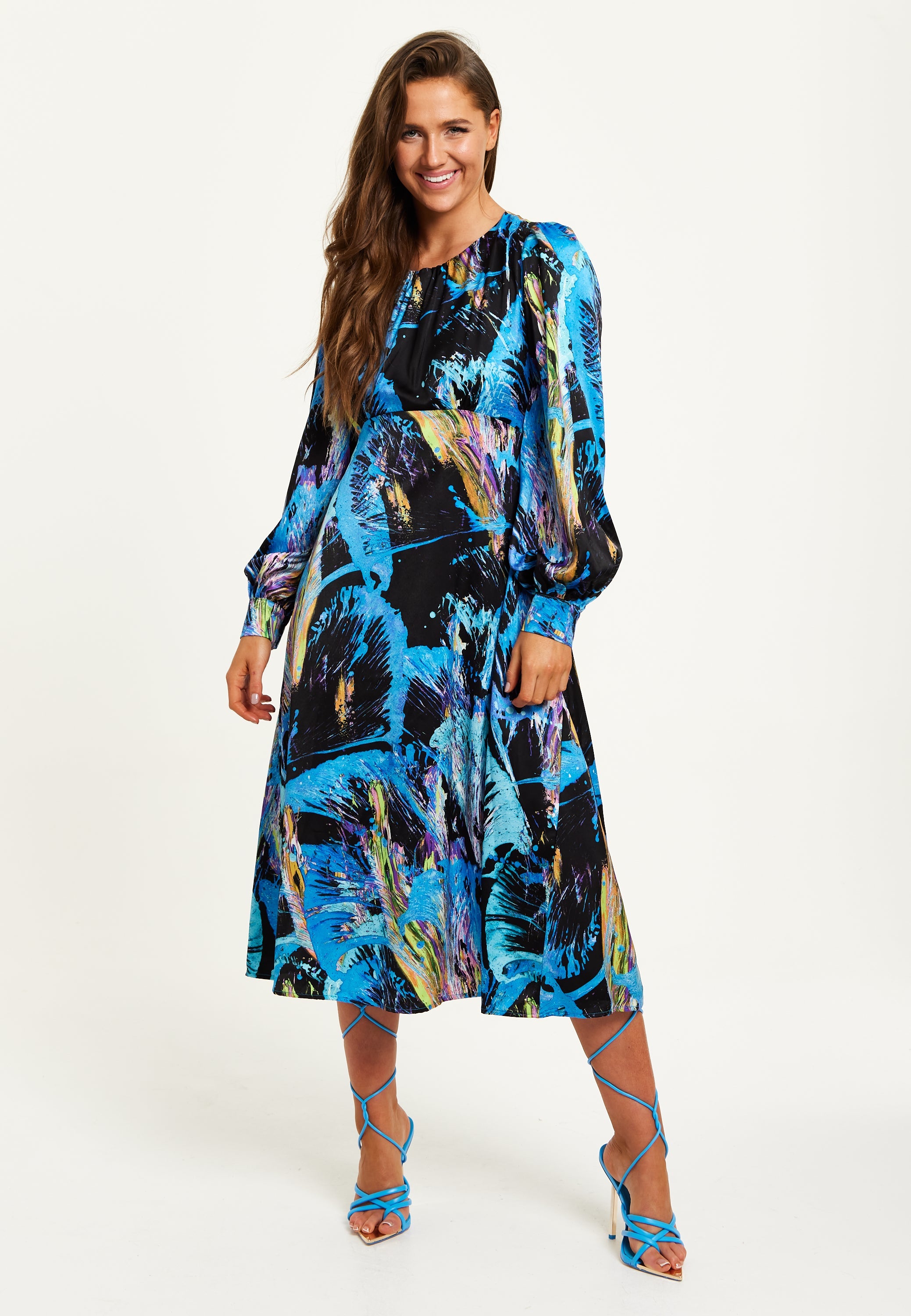 Liquorish Multicolour Abstract Print Midi Dress