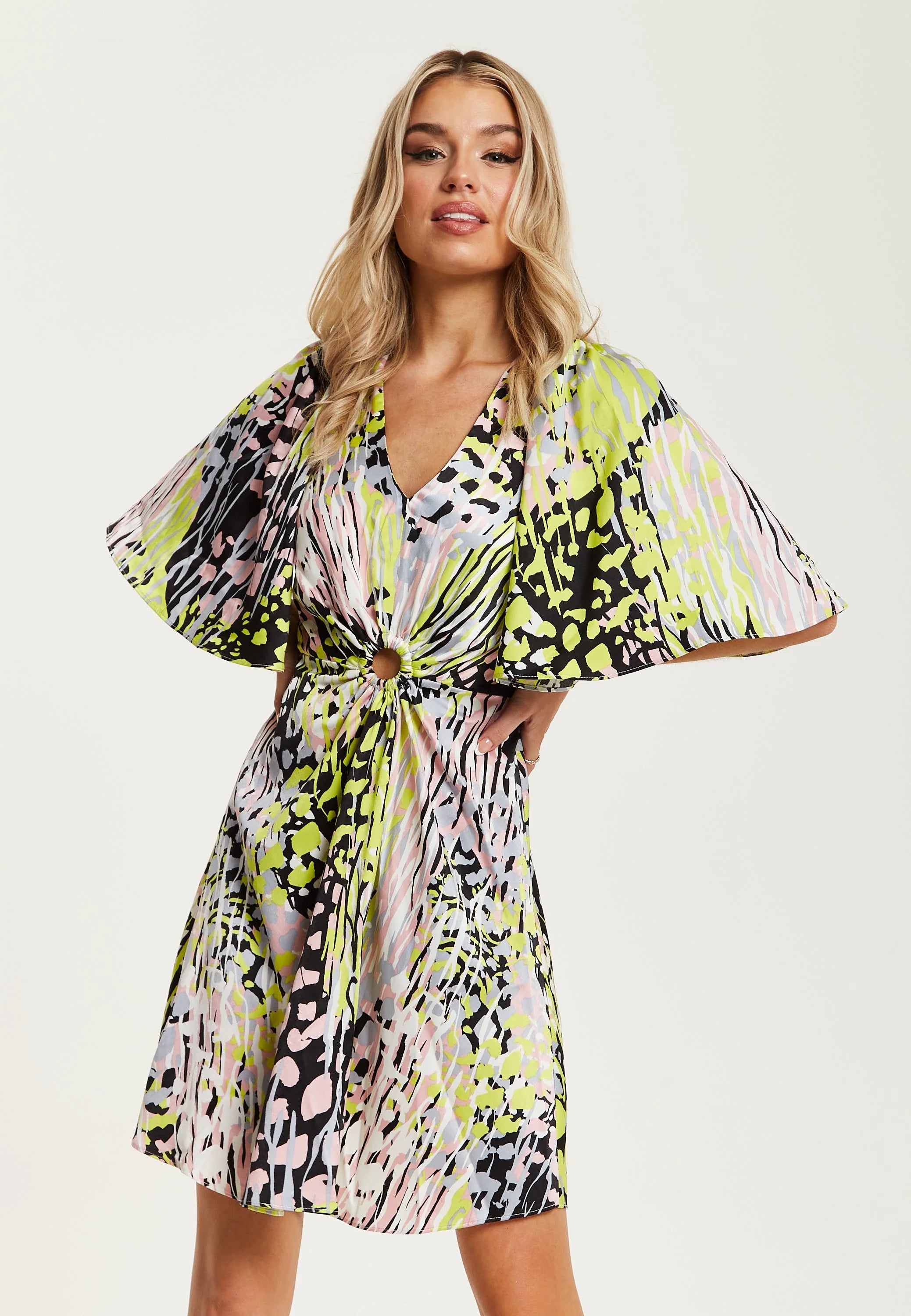 Liquorish Multicolour Abstract Print Mini Dress