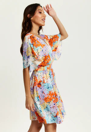 Liquorish Multicolour Floral Print Mini Dress With Open Back