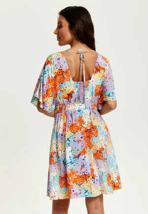 Liquorish Multicolour Floral Print Mini Dress With Open Back