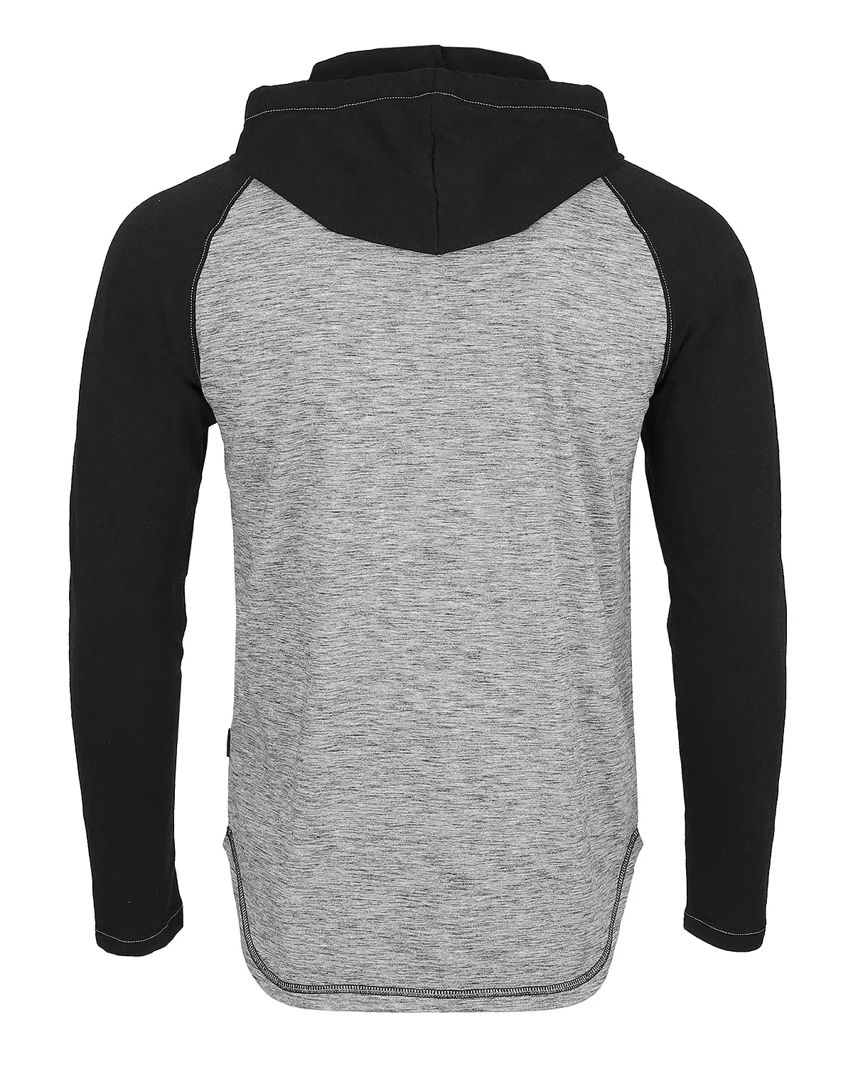 Long Sleeve Raglan Henley Round Bottom Hood T-Shirt White/Black