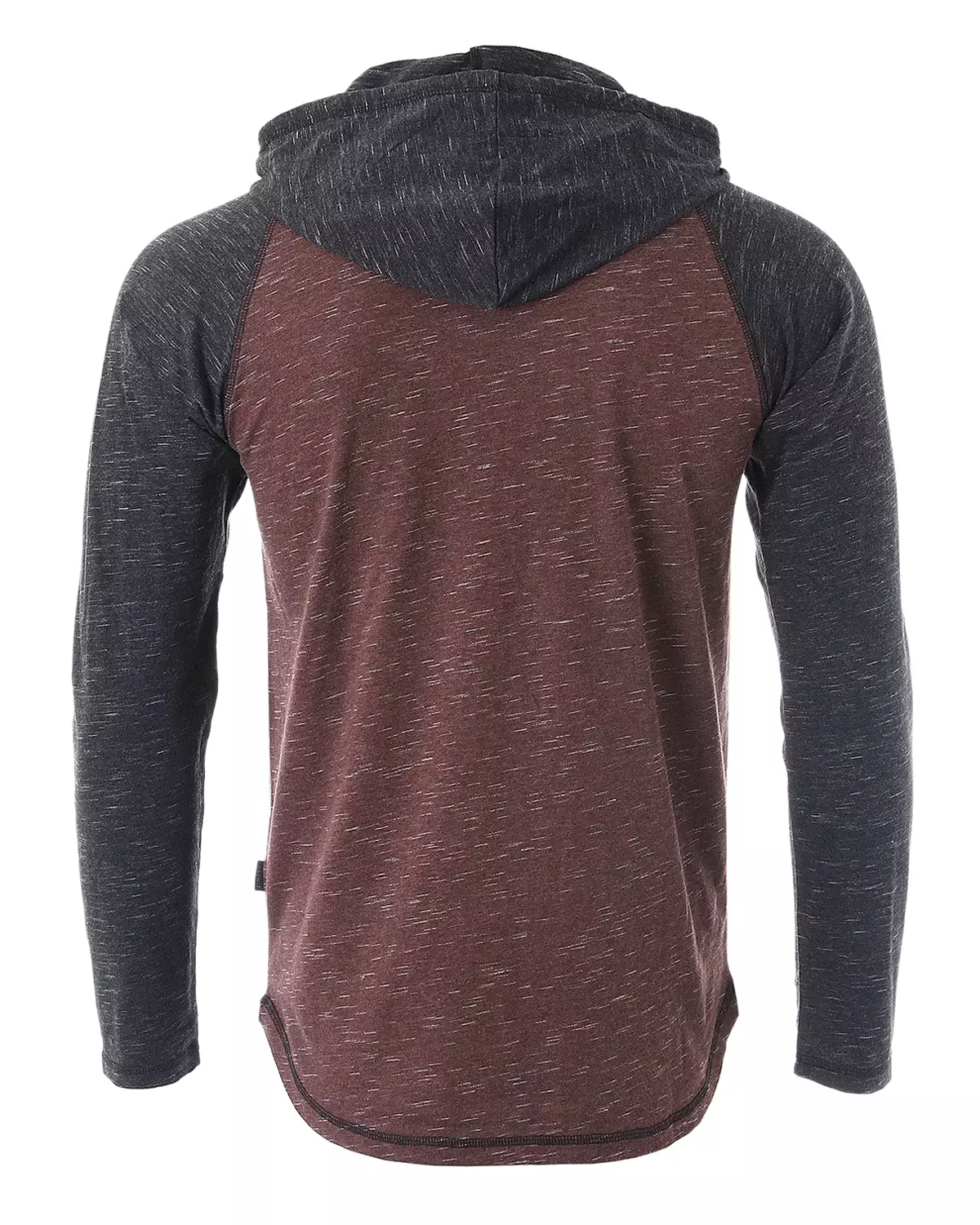 Long Sleeve Raglan Henley Round Bottom Hood T-Shirt