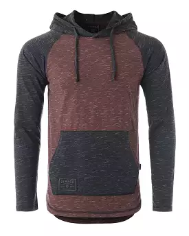 Long Sleeve Raglan Henley Round Bottom Hood T-Shirt