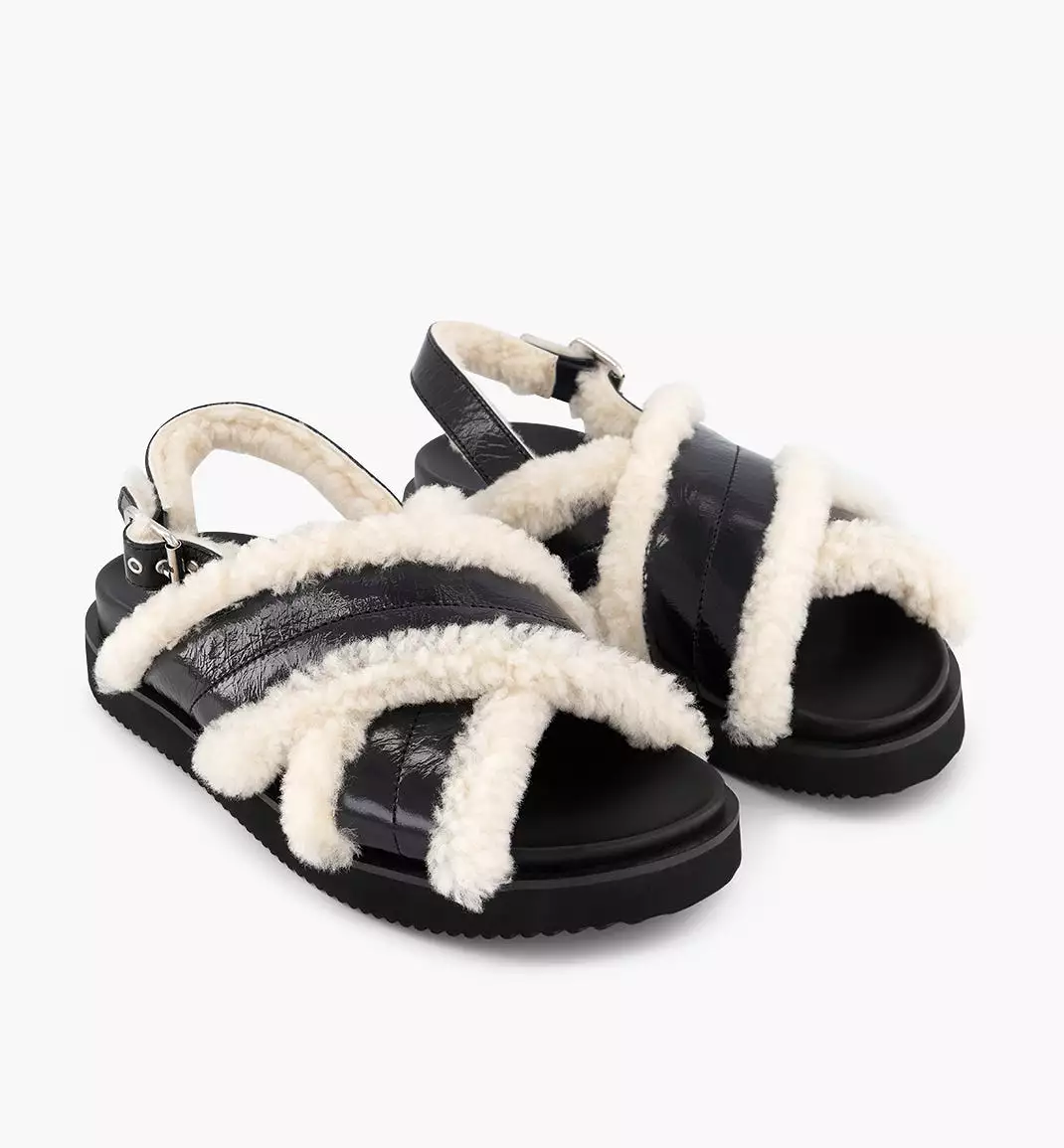 Love Shearling Sandal | Black Crush