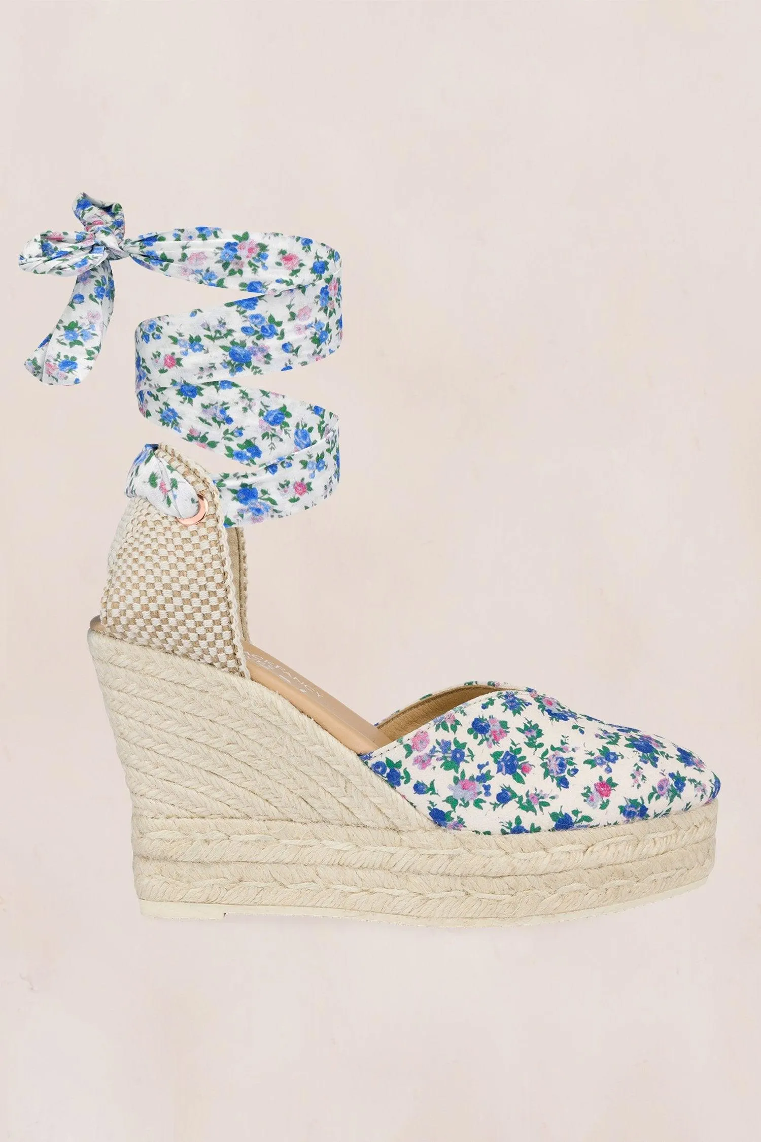 LoveShackFancy X Manebi Wedges in Bluejay Song