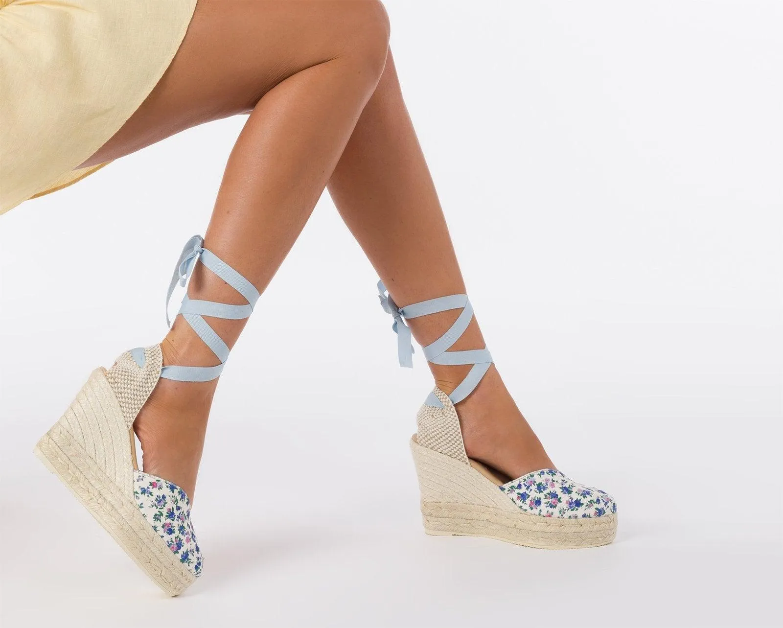 LoveShackFancy X Manebi Wedges in Bluejay Song