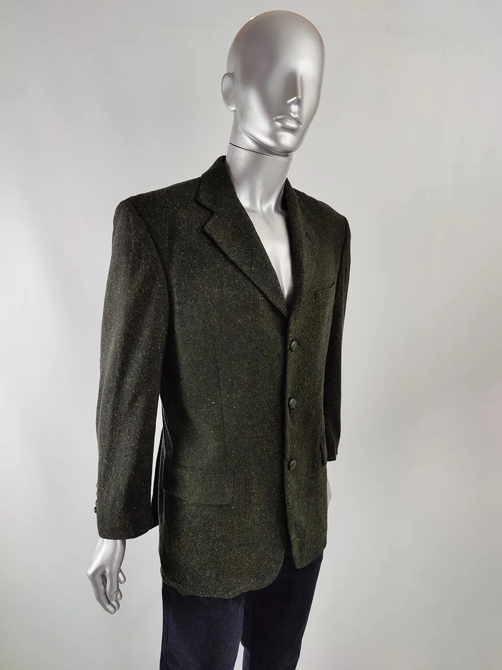 Luca D'Altieri Green Lambswool & Suede Sport Coat, 1980s