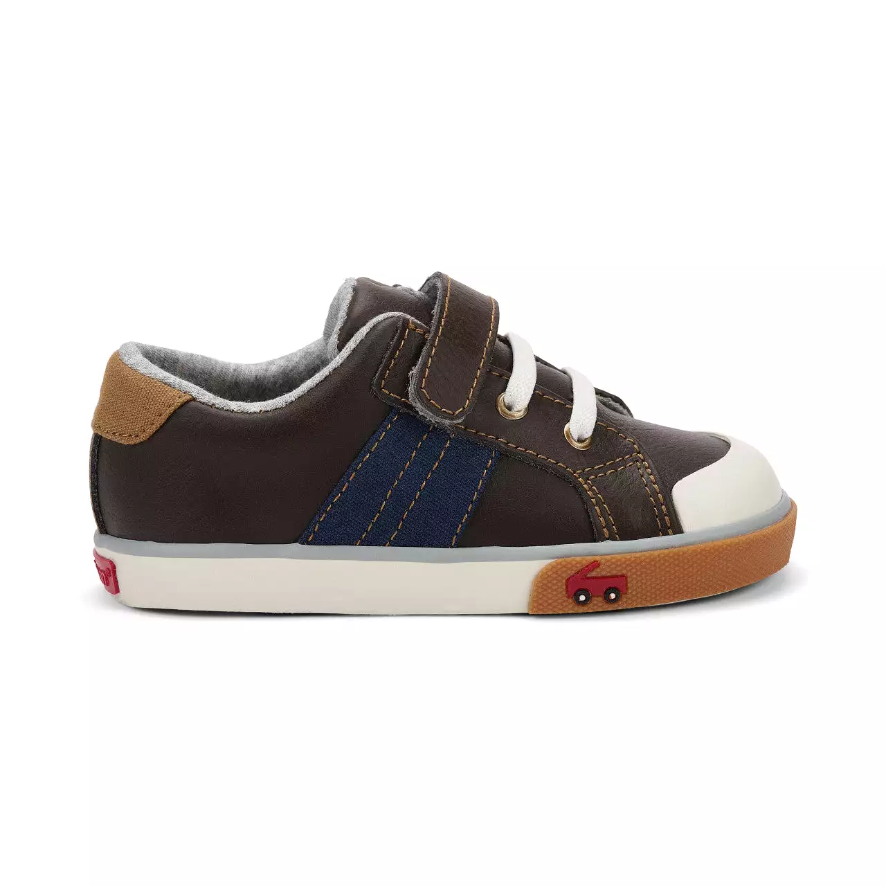 Lucci Kid's Leather Sneaker - Brown/Navy