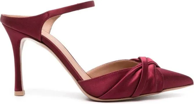 Malone Souliers Uma 100mm satin mules Red