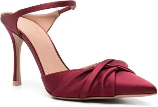 Malone Souliers Uma 100mm satin mules Red