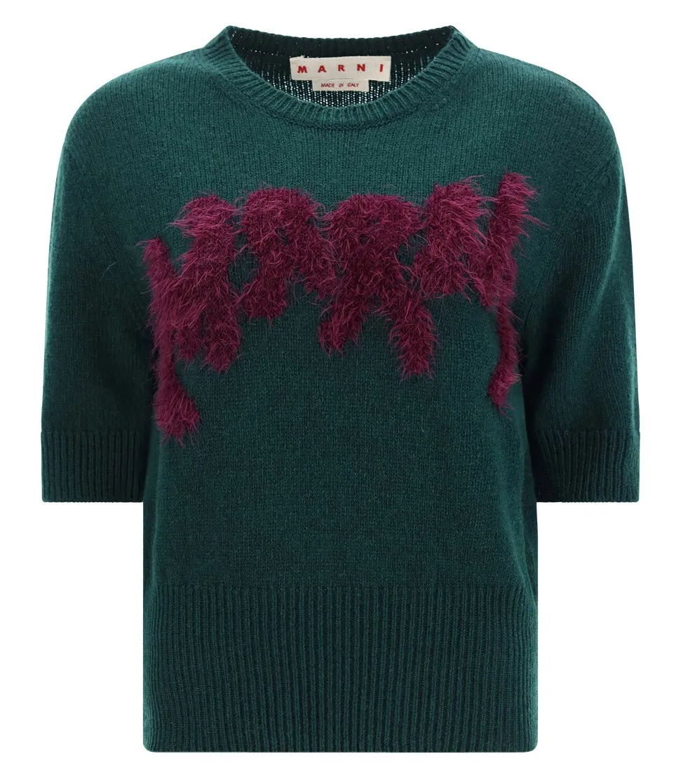 Marni Logo Detailed Crewneck Knitted Top