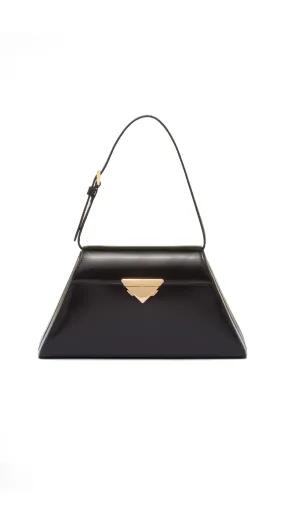 Medium Brushed Leather Handbag - Black