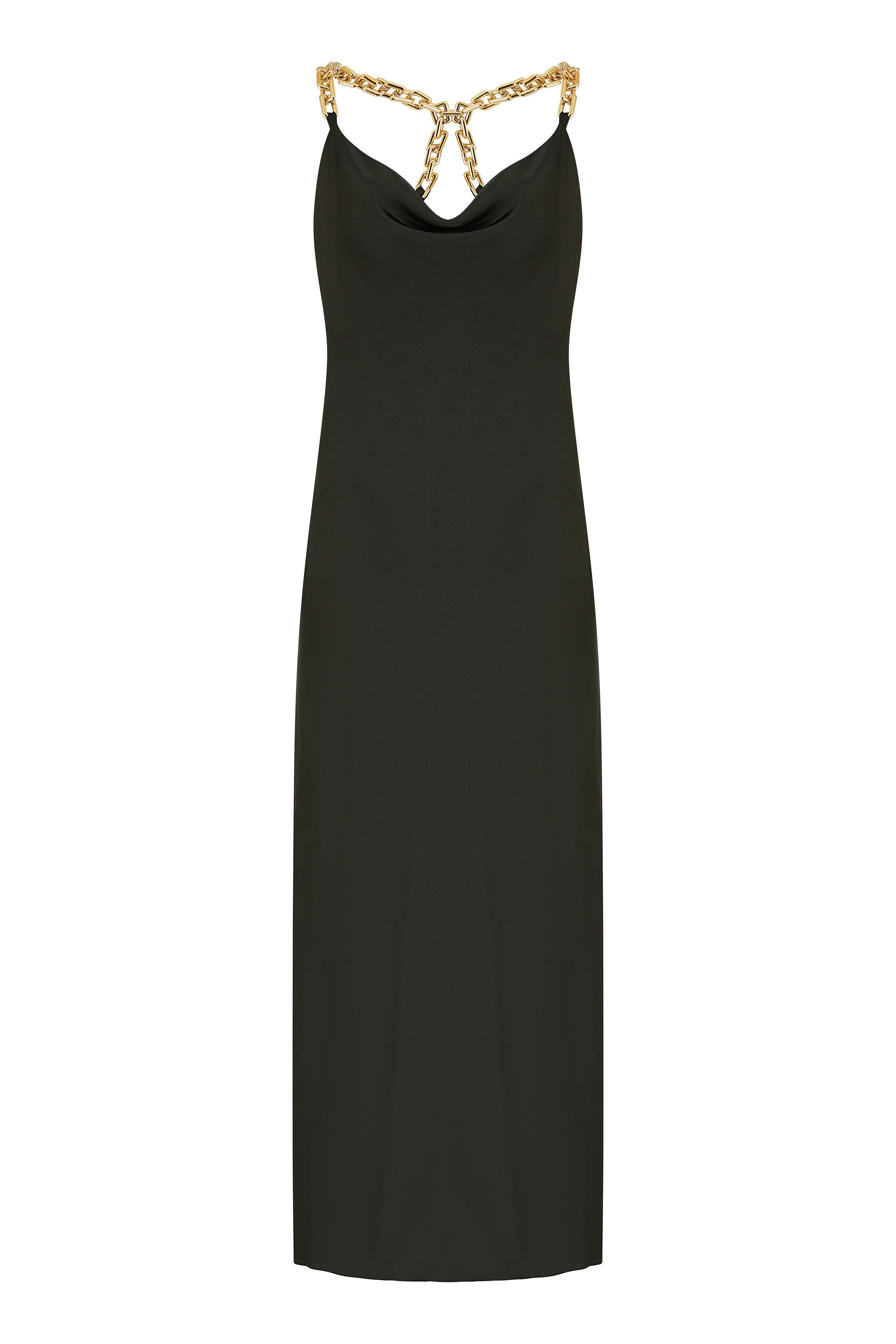 Mela London Black Satin Cowl Neck Maxi Dress