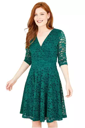 Mela London Green Lace Skater Dress