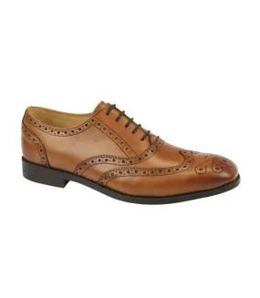 Mens leather brogues tan Tredflex