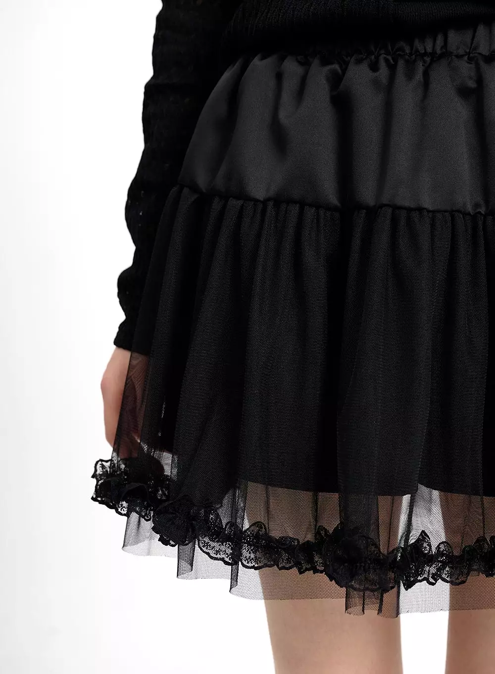 Mesh Ruffle Hem Mini Skirt CM415