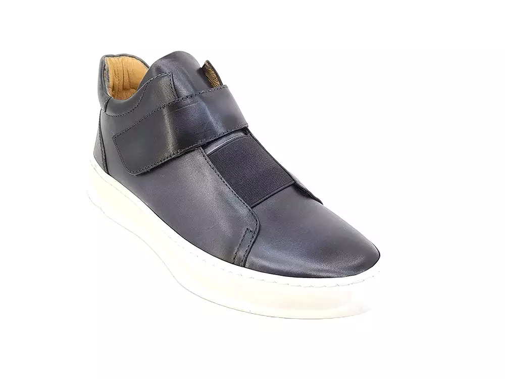 Mid Top Burnished Leather Sneaker