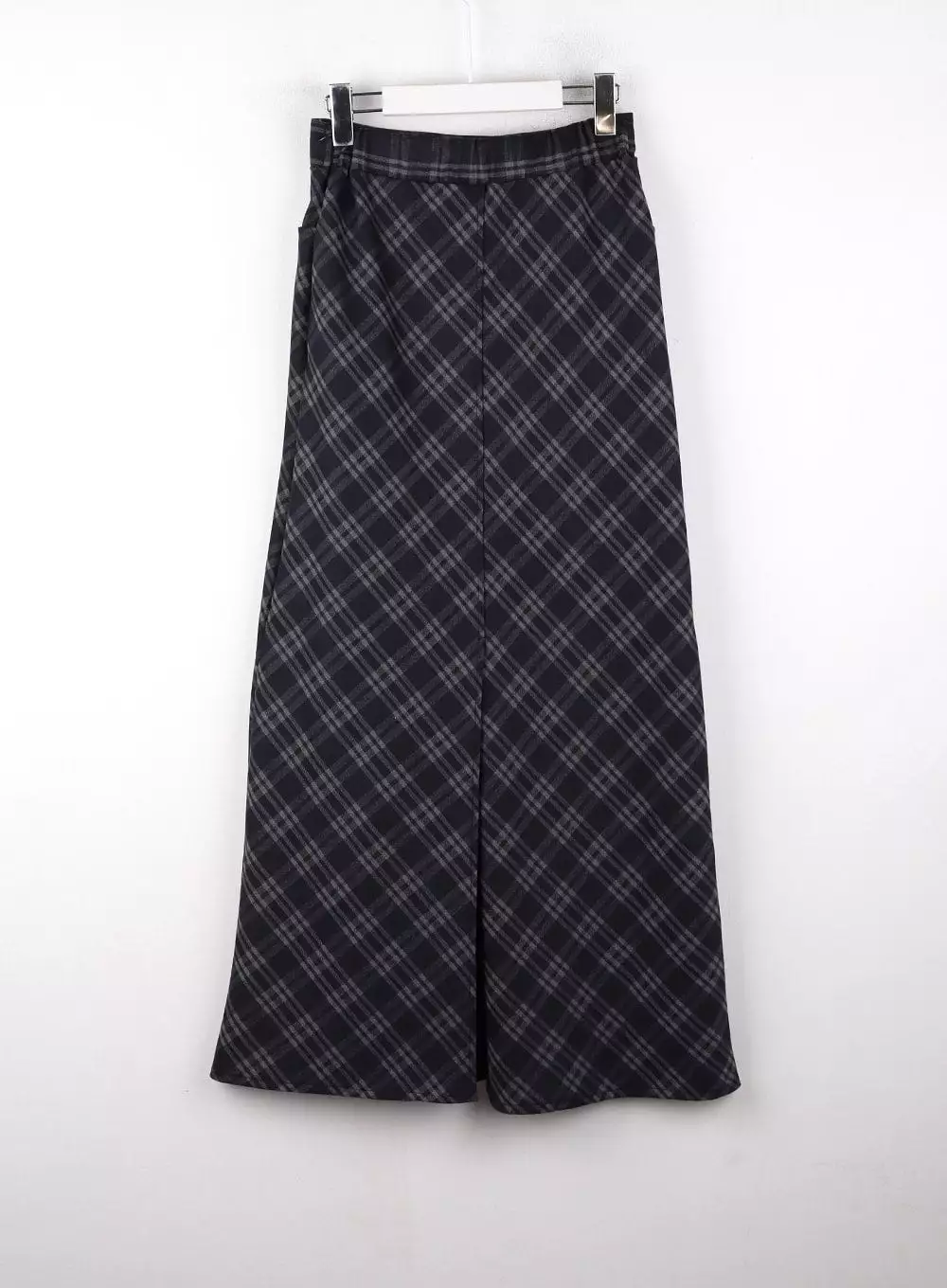 Mid Waist Check Pocket Zip Maxi Skirt CD328