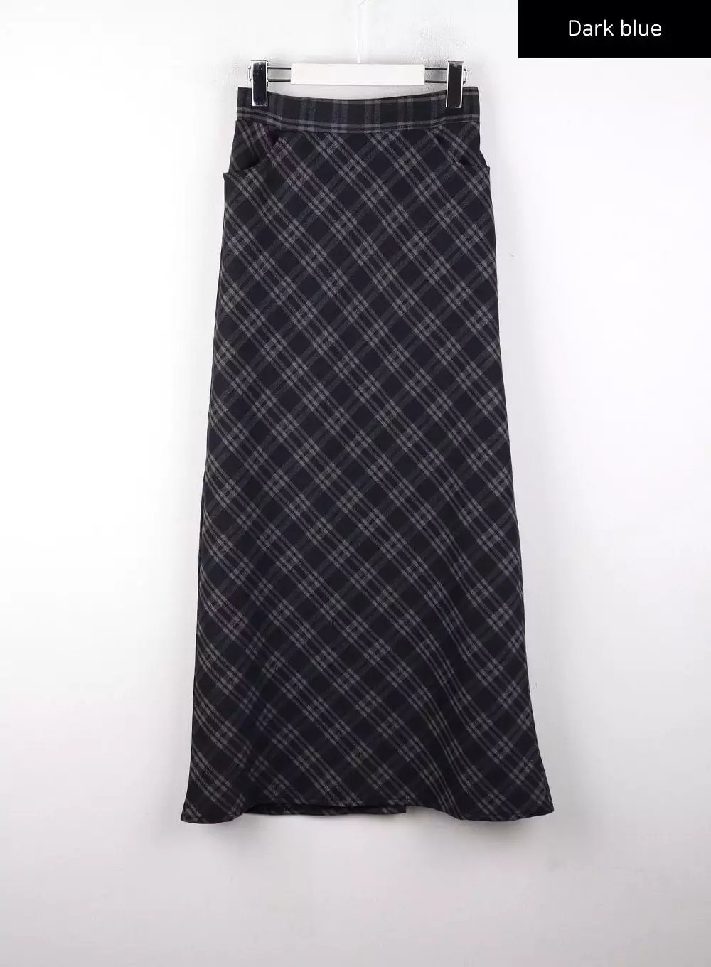 Mid Waist Check Pocket Zip Maxi Skirt CD328