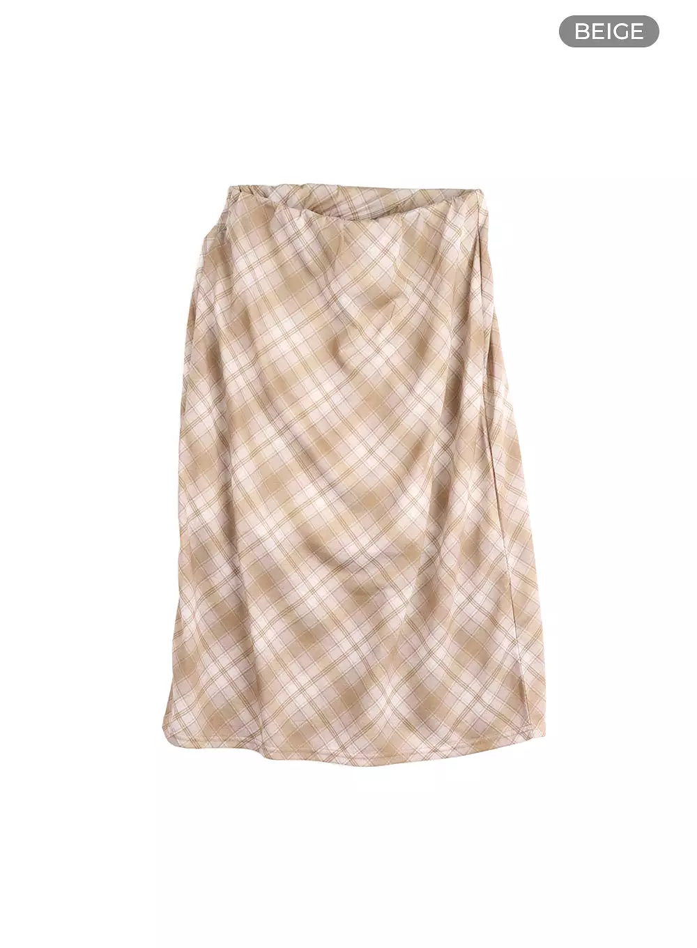 Middle Waist Checkered Midi Skirt CM413