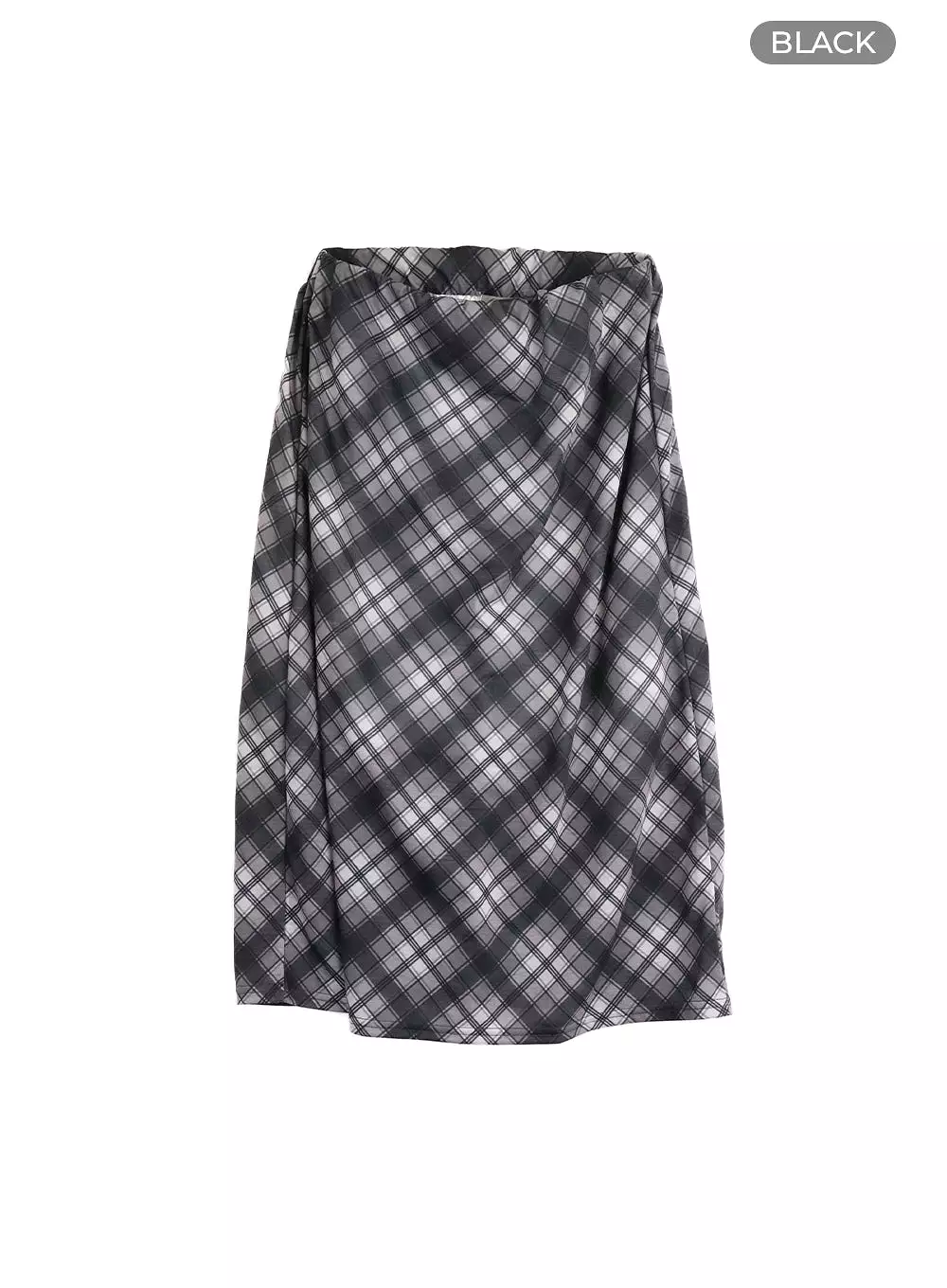 Middle Waist Checkered Midi Skirt CM413