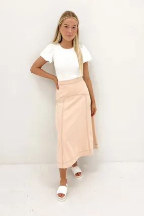 Mikayla Denim Midi Skirt Sand