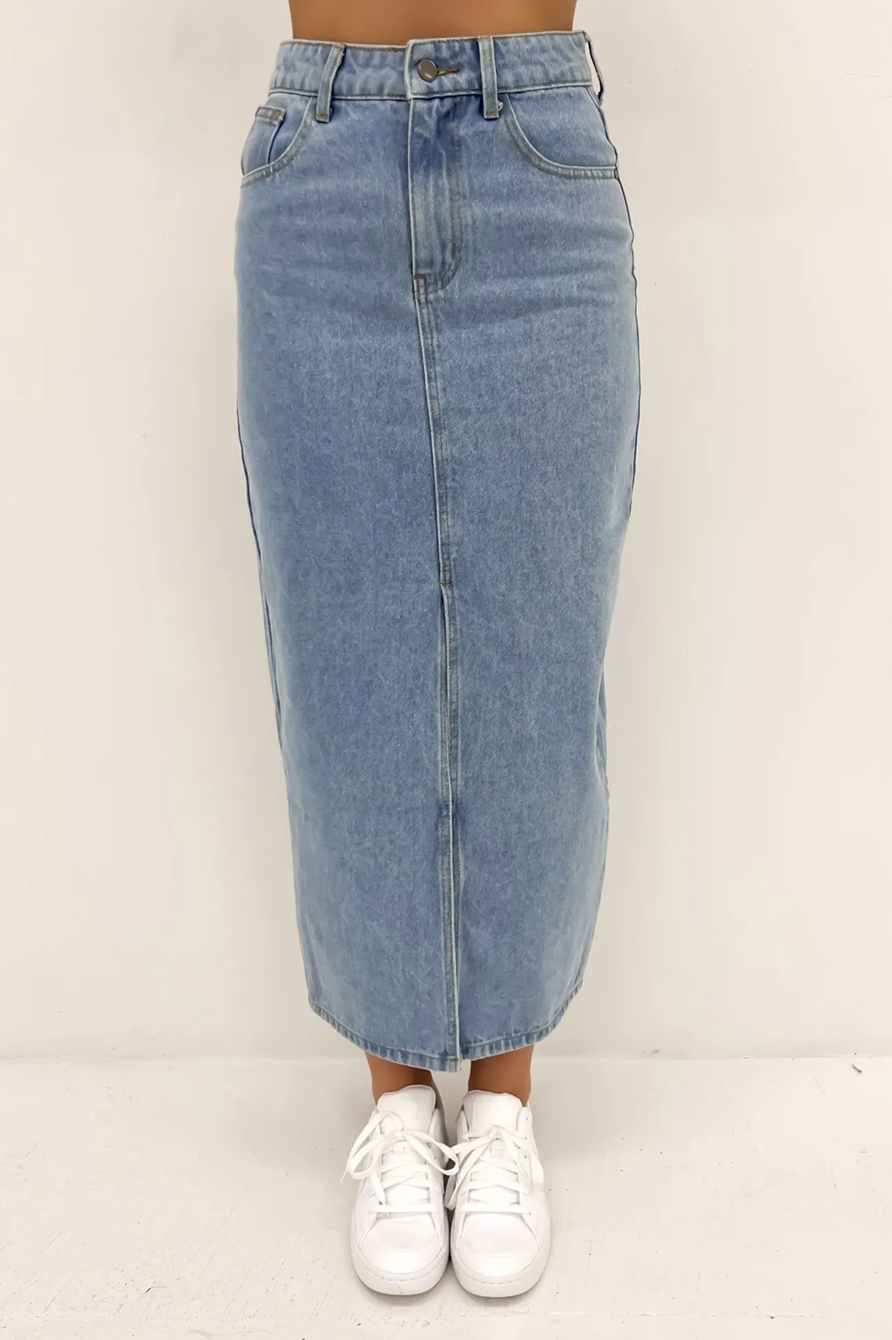 Otis Denim Midi Skirt Light Blue