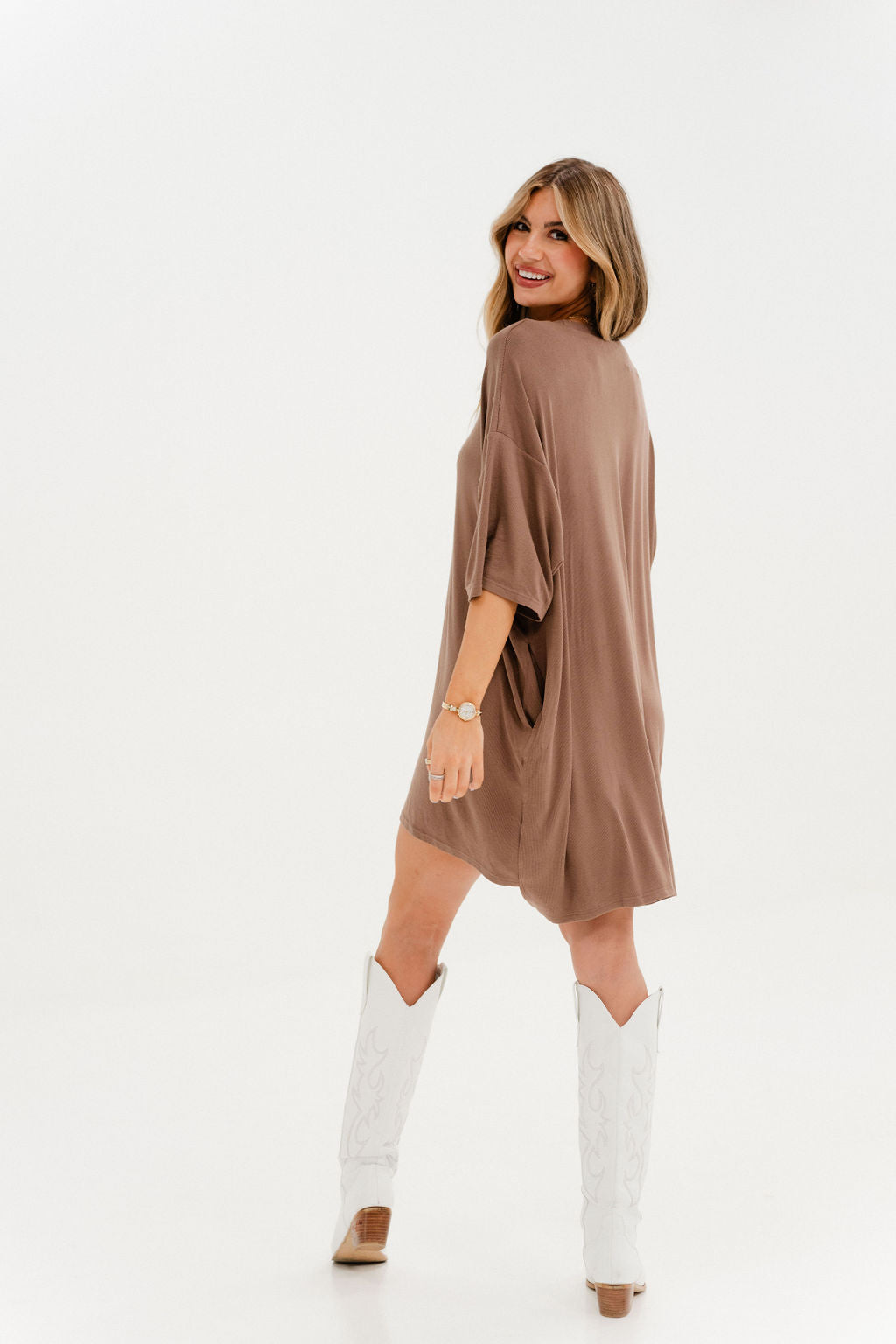 Out Of Pocket Dress Taupe