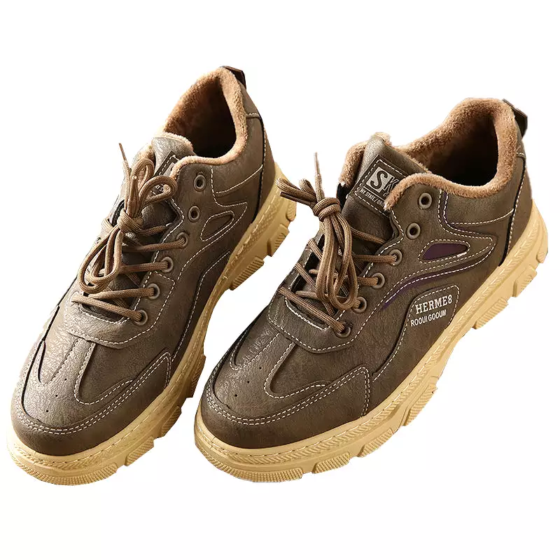 Outdoor Sneaker Mens Work Shoes Plush fleece to keep warm Anti-slip and wear-resistant