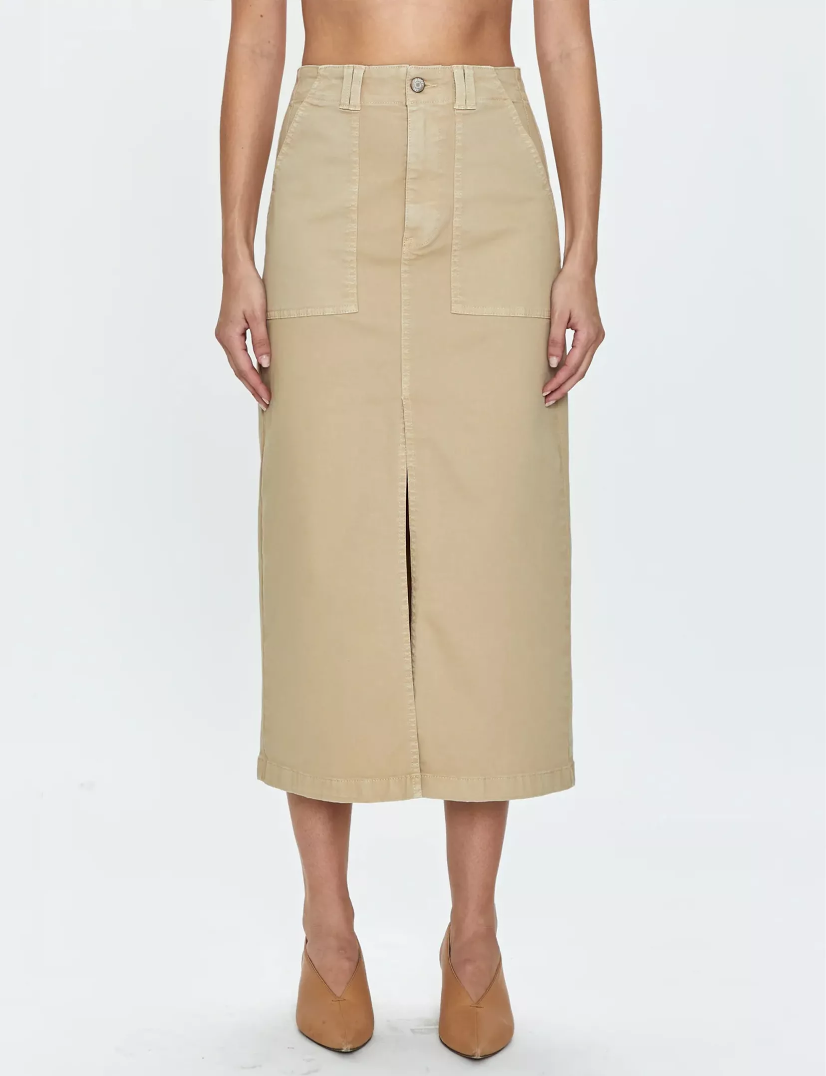 Pamela Utility Midi Skirt, Latte