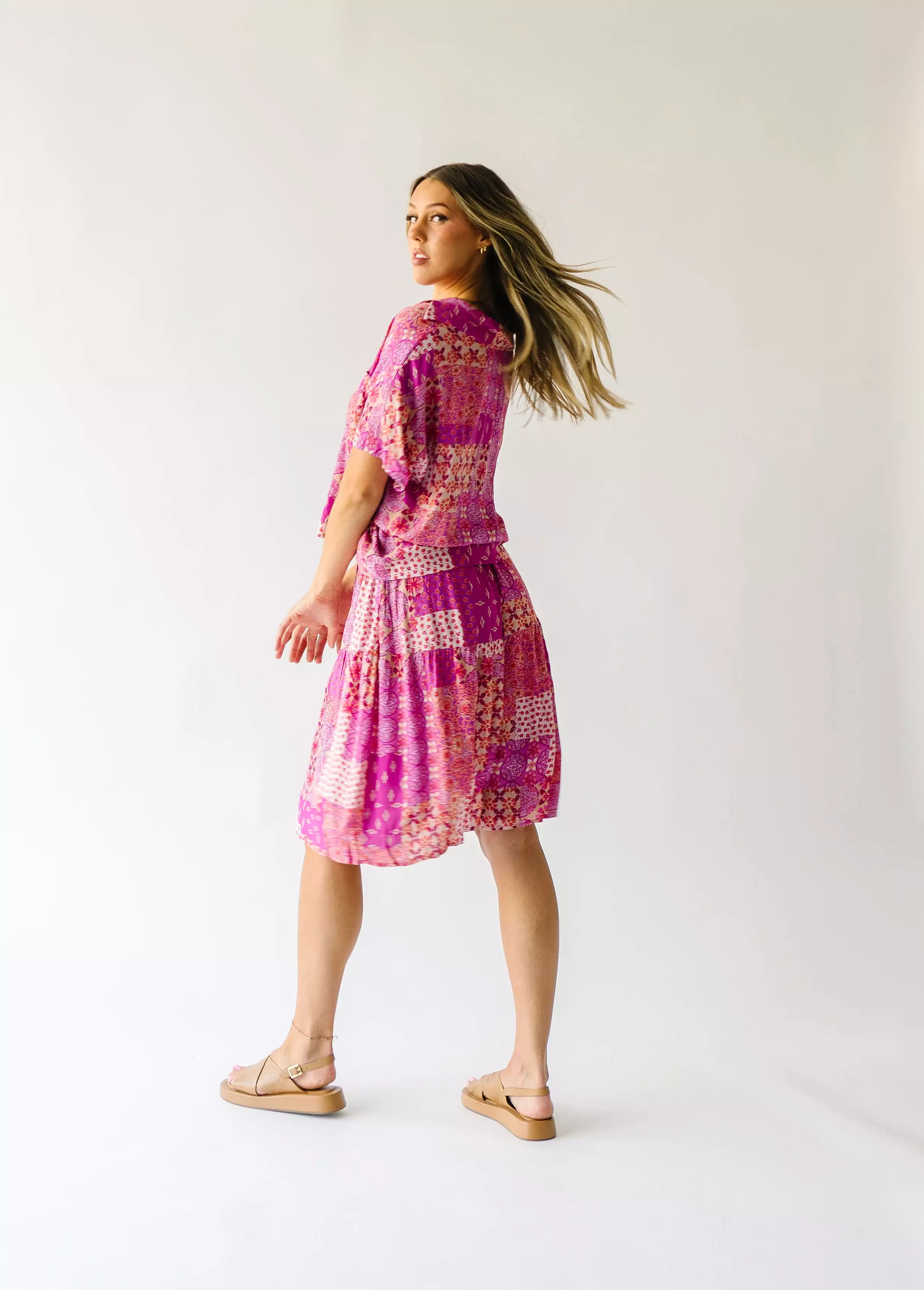 Piper & Scoot: The San Lucas Patchwork Skirt in Fuchsia